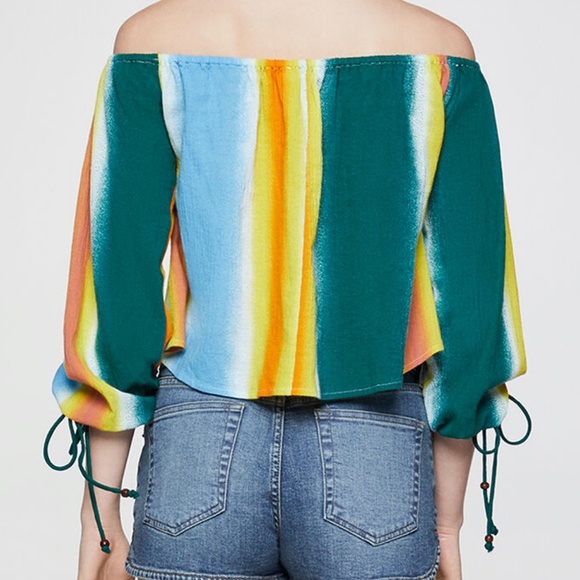 BCBGeneration Faded Stripe Off The Shoulders Crop - Picture 4 of 4